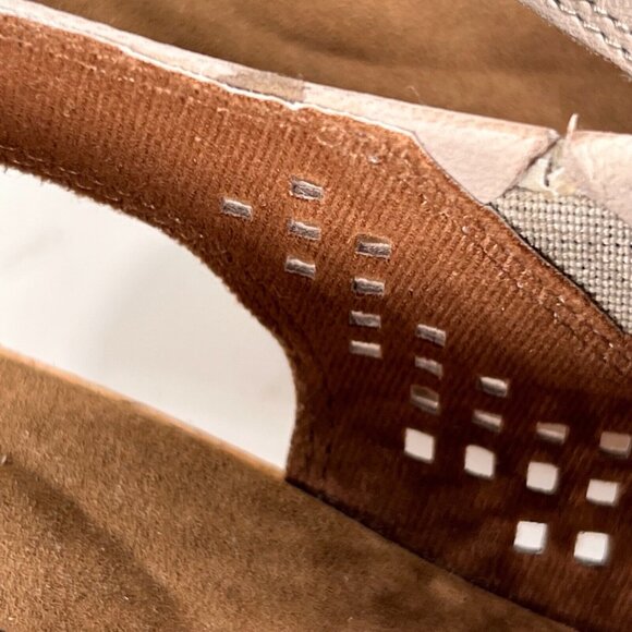 Rockport Womens Tan Taupe Perforated Leather Peep Toe Cork Wedge Shoes Sz 8.5 - Picture 6 of 12